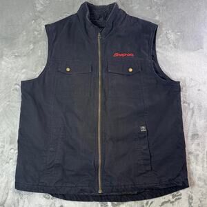 Snap-On Dri Duck Workwear Vest Black Quilted Lined Utility Full Zip XL
